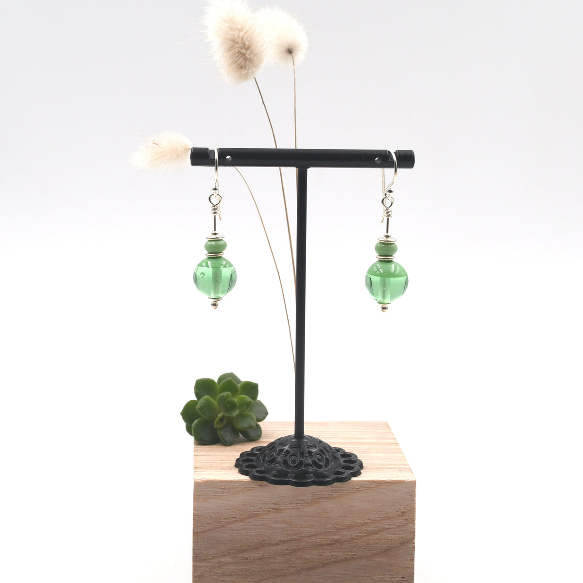 Boucles Argent "Vert d'eau"