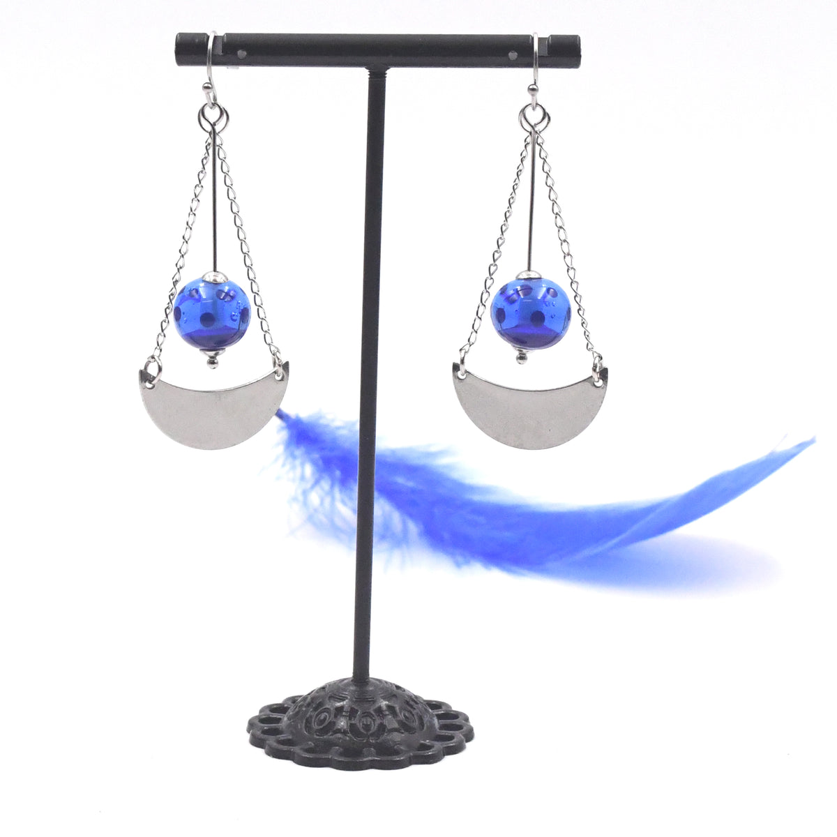 Boucles d'oreilles "Lune Bleue"