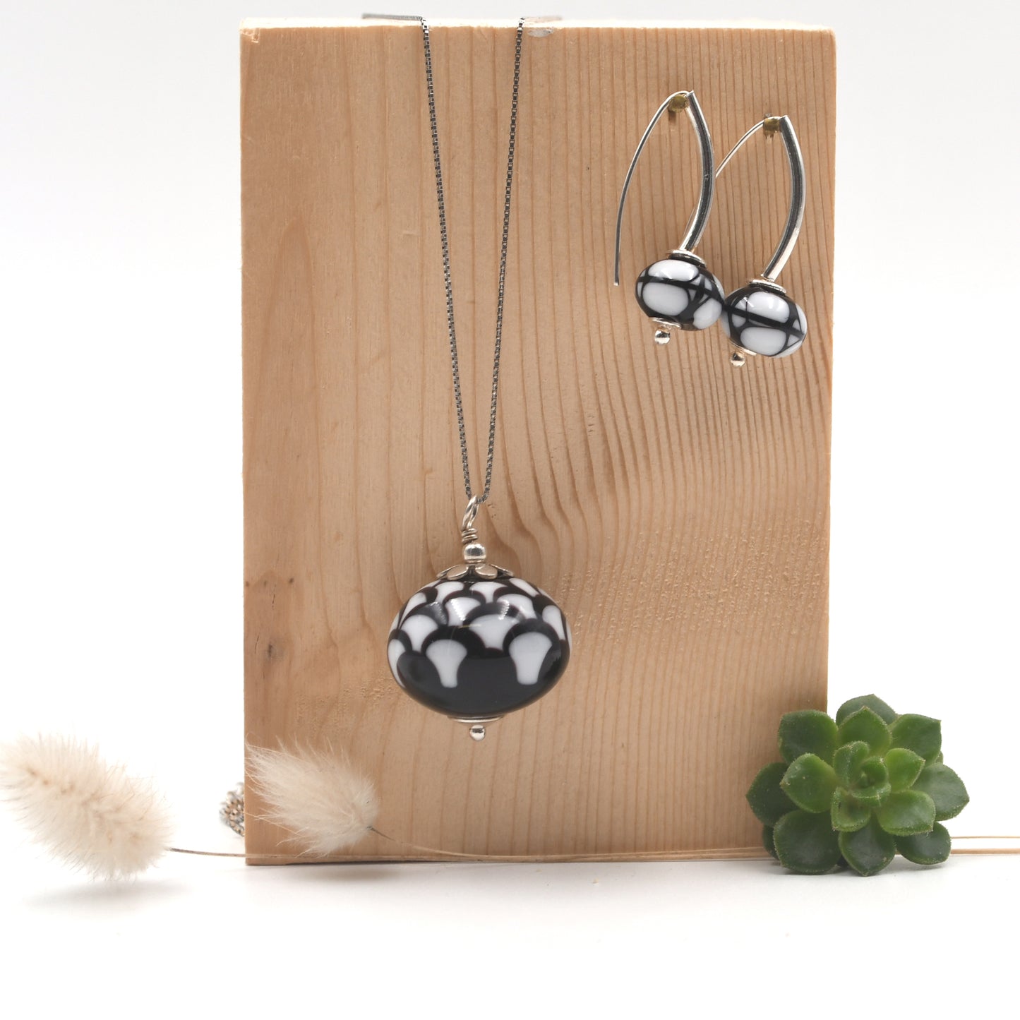 Parure "Ecaille noir & blanc"