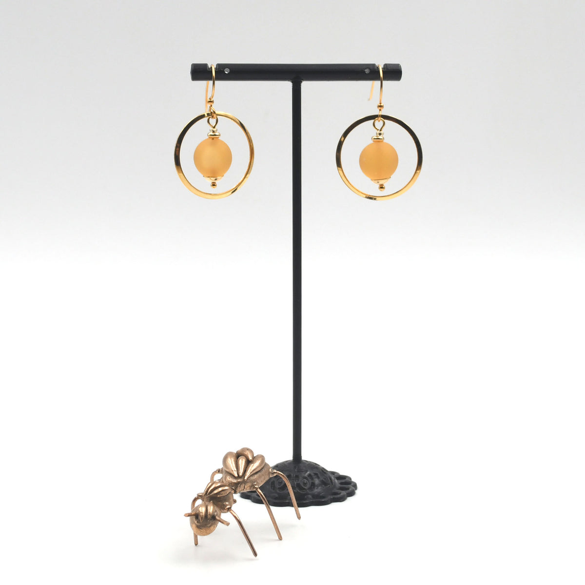 Boucles d'oreilles J'adore "Ambre dépoli"