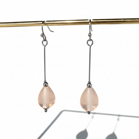 Boucles d’oreilles rose poudré Maika en verre de Murano