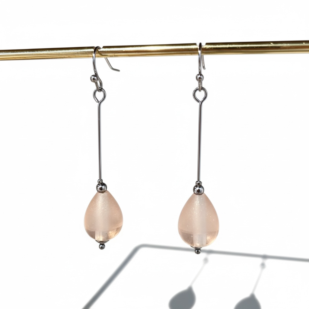 Boucles d’oreilles rose poudré Maika en verre de Murano