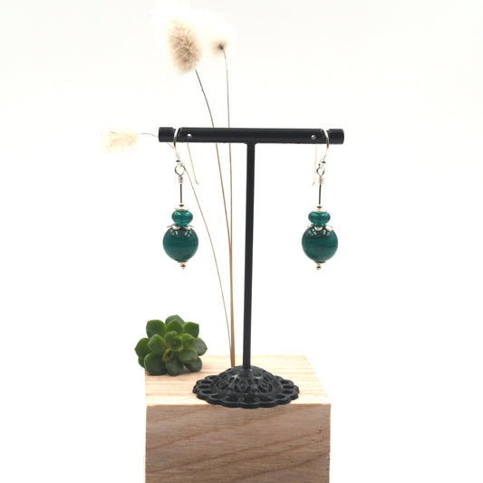 Boucles Argent "Bleu canard"