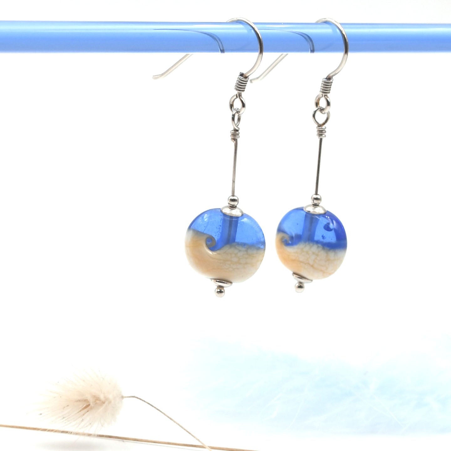 Boucles d'oreilles Itsasoa "Bleu mer"