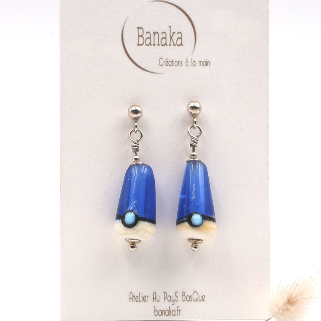 Boucles d'oreilles Itsasoa "Bleu mer"