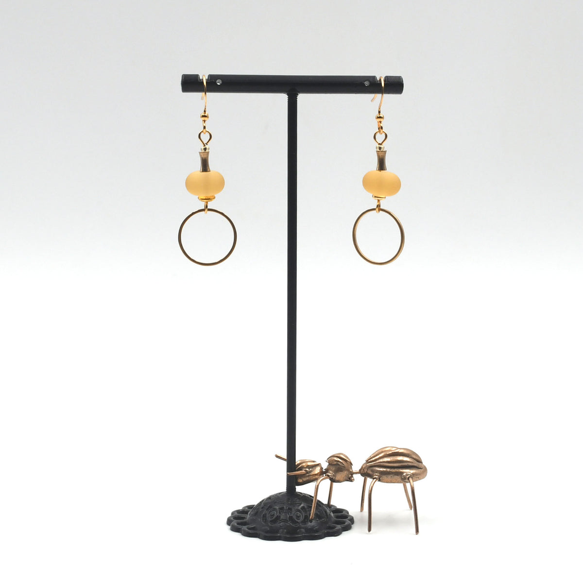 Boucles d'oreilles J'adore "Ambre dépoli"