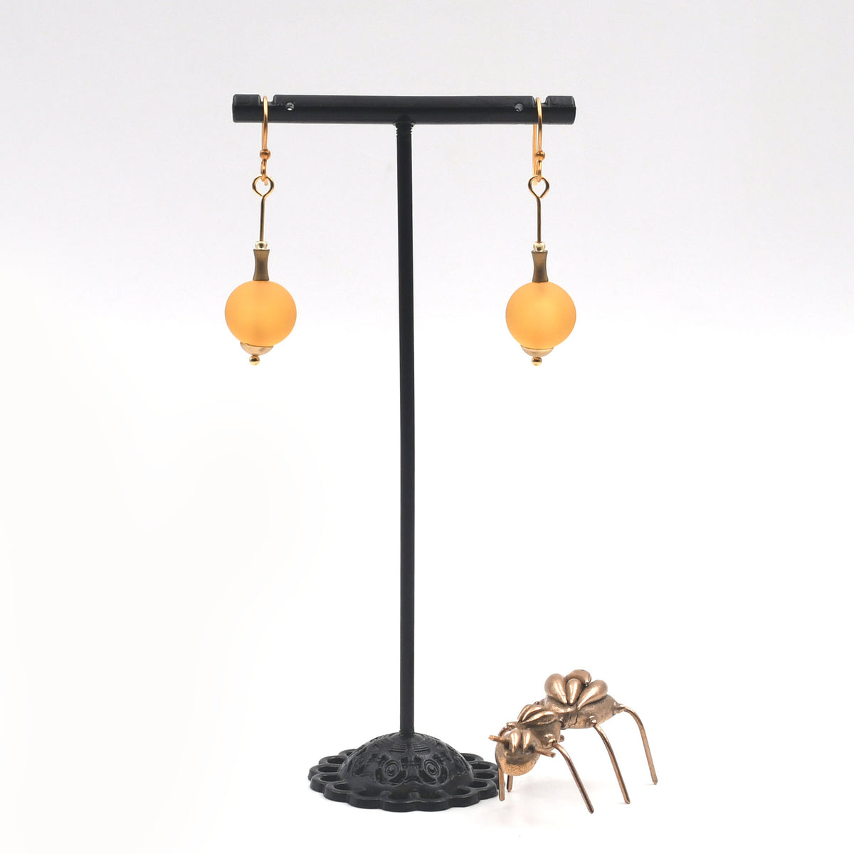 Boucles d'oreilles J'adore "Ambre dépoli"