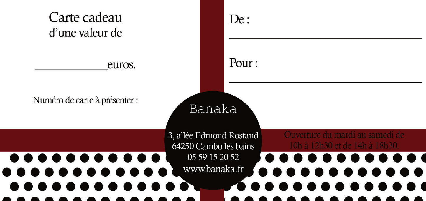 Carte Cadeau Banaka